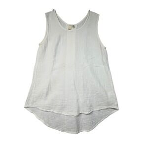 Shannon Passero White Gauze Cotton Draped Hem Sleeveless Tank‎ Top Women's L